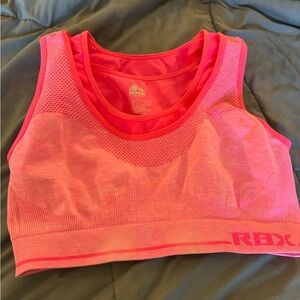 RBX Pink Sports Bra and a black and white sports bra